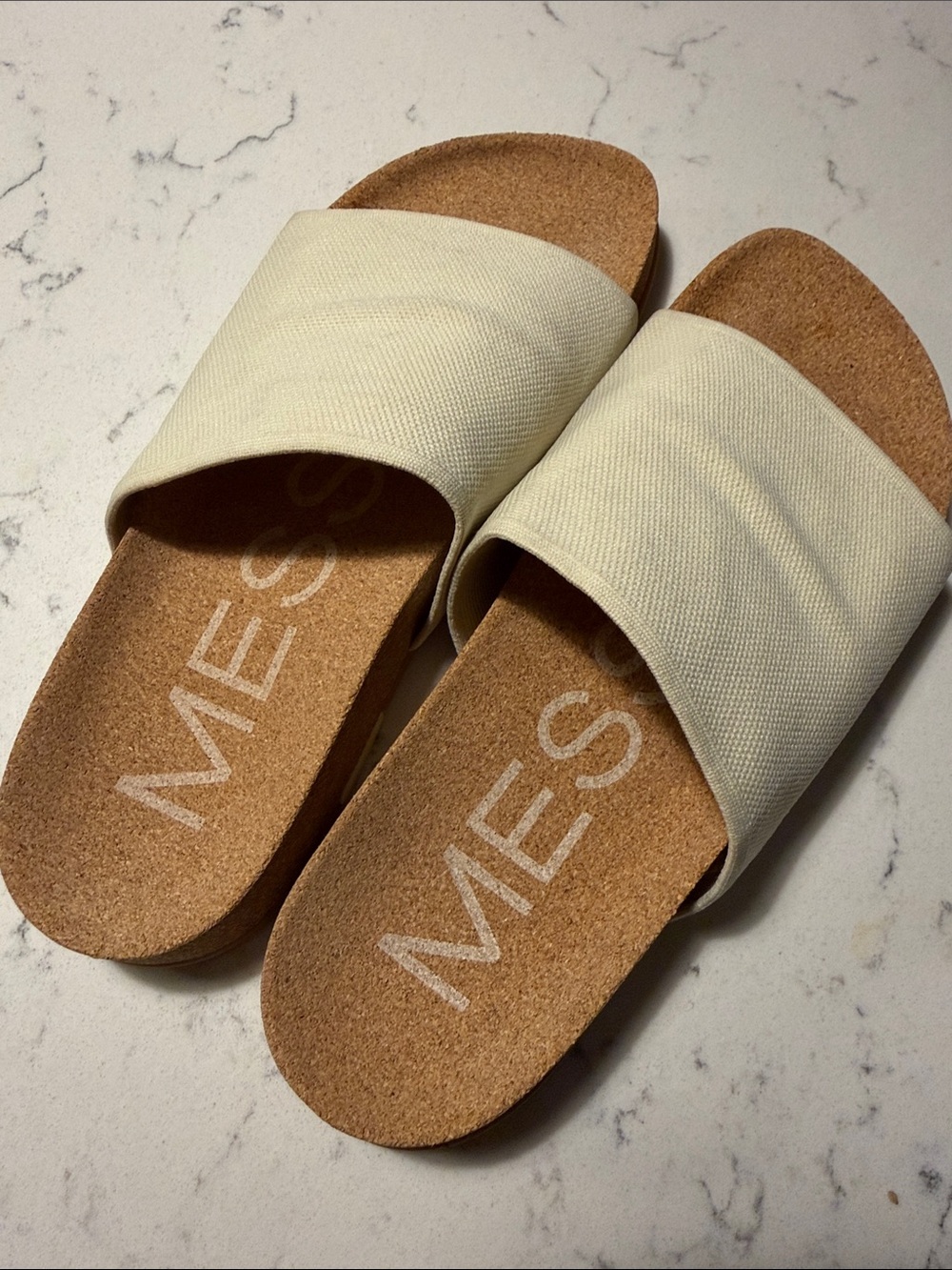 MESSAGE Shaw Slide Sandals in Cream - Lightweight Cork Footbed